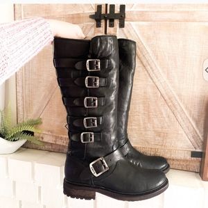 FRYE Tall Biker Boots Black Size 6